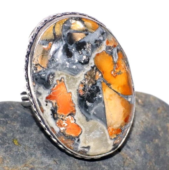 Handmade Jewelry - Maligano Jasper Gemstone 925 Sterling Silver Handmade Ring